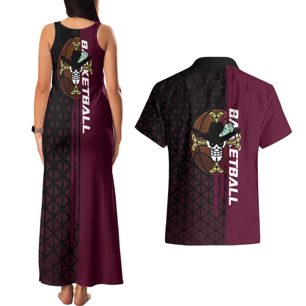 Mihawk One Piece Basketball Couples Matching Tank Maxi Dress and Hawaiian Shirt Aggressive Pose - The Mazicc
