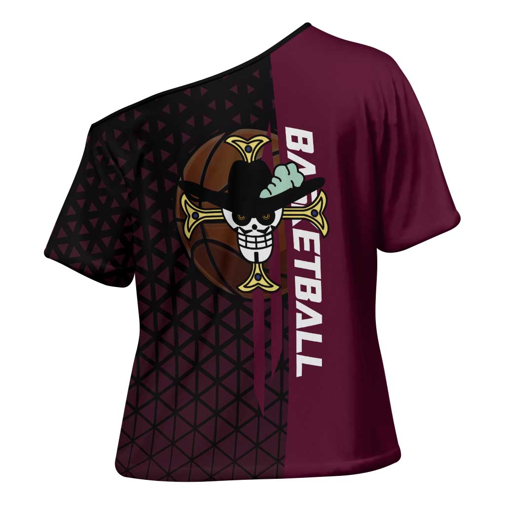 Mihawk One Piece Basketball Cross Shoulder Shirt Aggressive Pose - The Mazicc