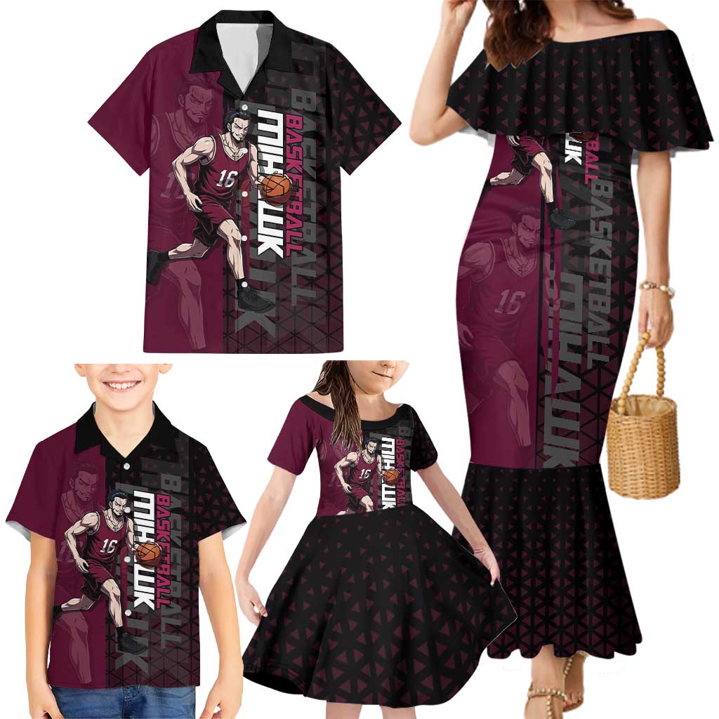 Mihawk One Piece Basketball Family Matching Mermaid Dress and Hawaiian Shirt Aggressive Pose