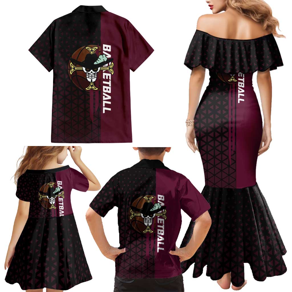 Mihawk One Piece Basketball Family Matching Mermaid Dress and Hawaiian Shirt Aggressive Pose