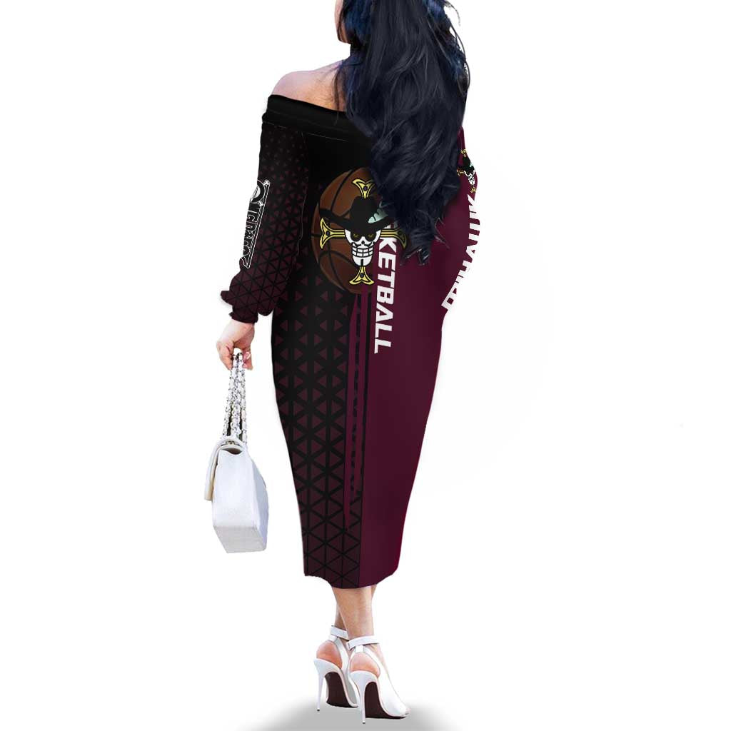 Mihawk One Piece Basketball Family Matching Off The Shoulder Long Sleeve Dress and Hawaiian Shirt Aggressive Pose