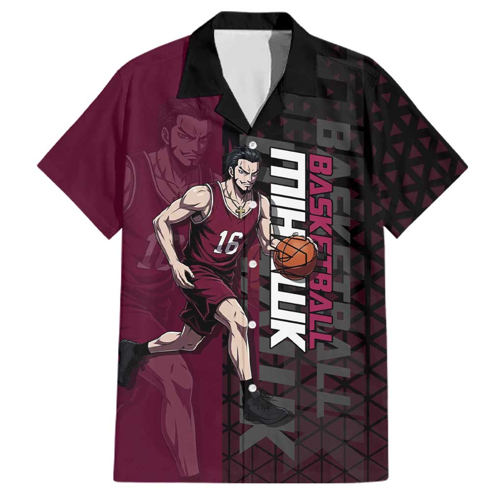 Mihawk One Piece Basketball Family Matching Off Shoulder Maxi Dress and Hawaiian Shirt Aggressive Pose