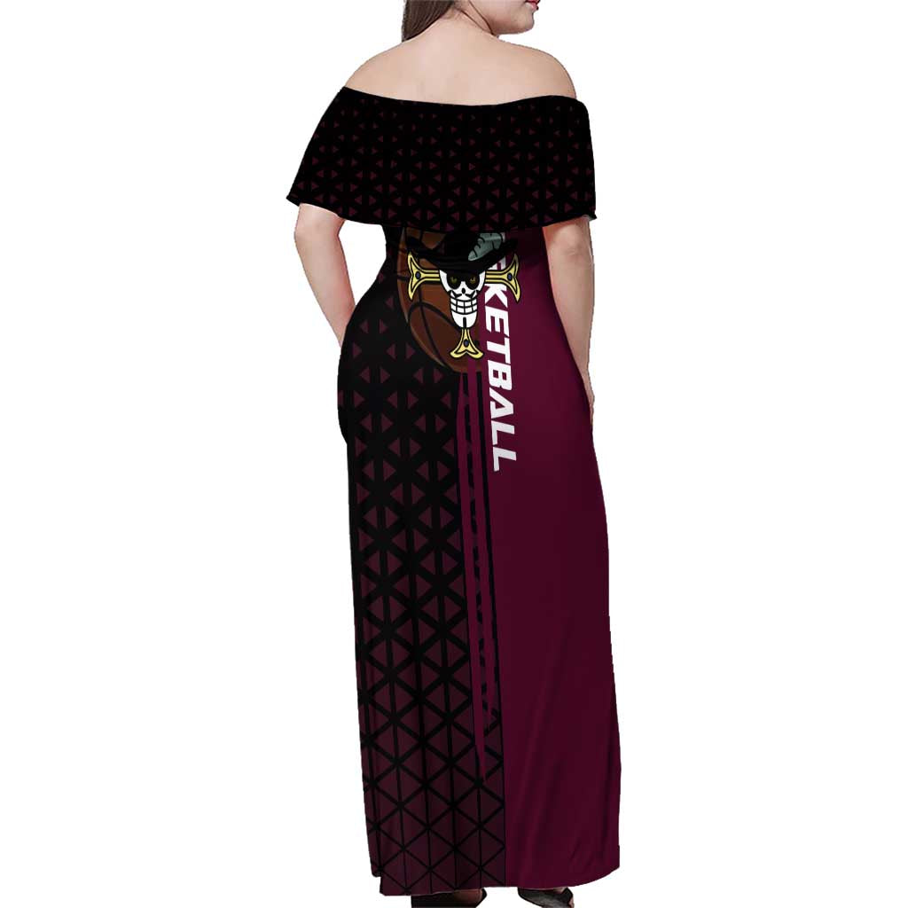 Mihawk One Piece Basketball Family Matching Off Shoulder Maxi Dress and Hawaiian Shirt Aggressive Pose