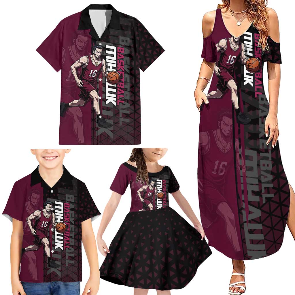Mihawk One Piece Basketball Family Matching Summer Maxi Dress and Hawaiian Shirt Aggressive Pose