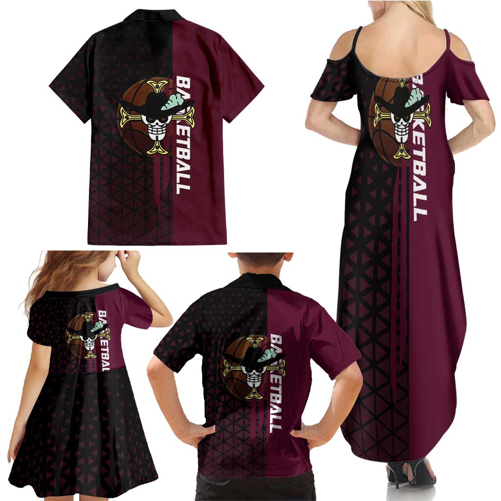 Mihawk One Piece Basketball Family Matching Summer Maxi Dress and Hawaiian Shirt Aggressive Pose