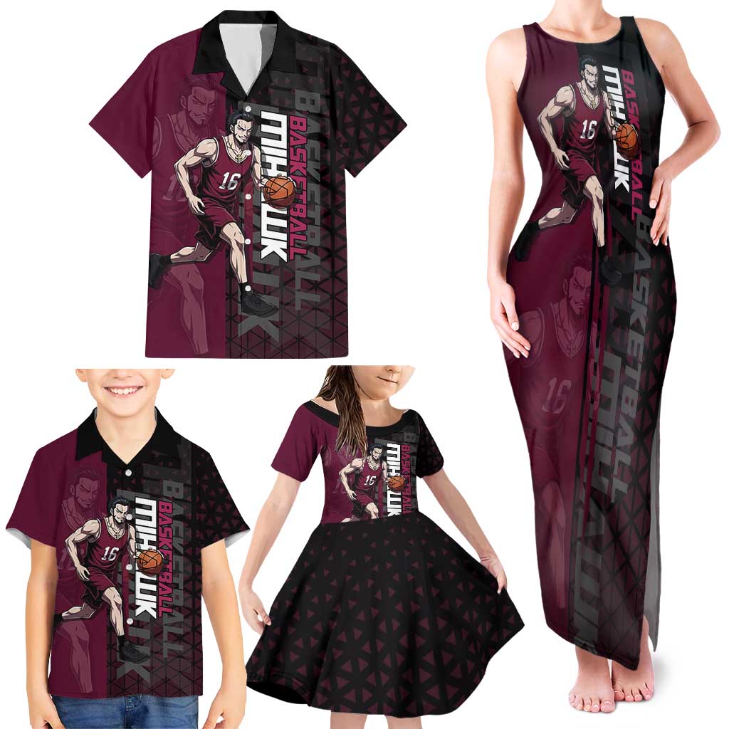 Mihawk One Piece Basketball Family Matching Tank Maxi Dress and Hawaiian Shirt Aggressive Pose