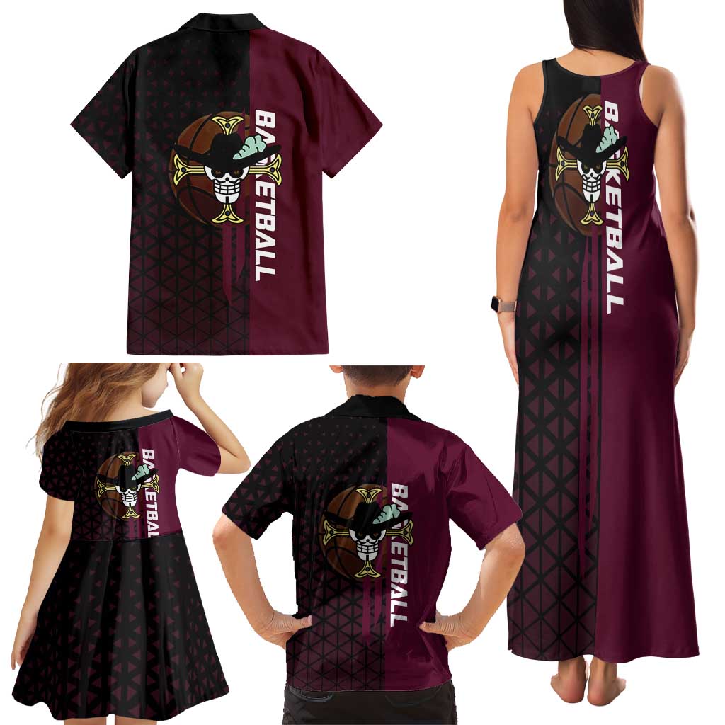 Mihawk One Piece Basketball Family Matching Tank Maxi Dress and Hawaiian Shirt Aggressive Pose