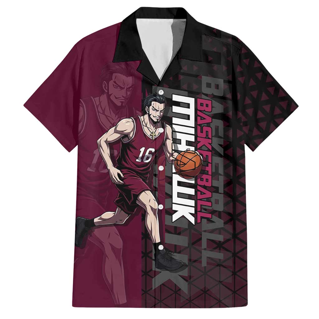 Mihawk One Piece Basketball Hawaiian Shirt Aggressive Pose - The Mazicc