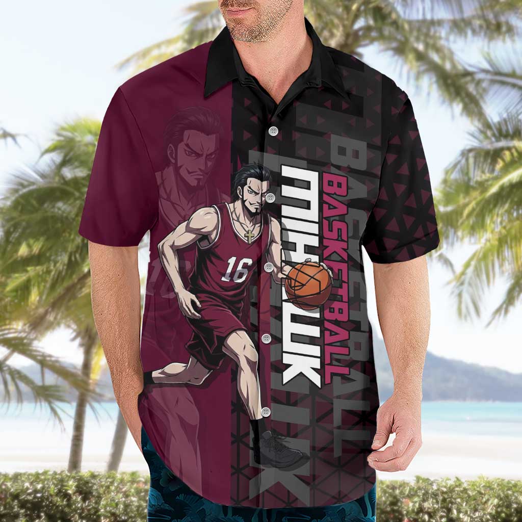 Mihawk One Piece Basketball Hawaiian Shirt Aggressive Pose - The Mazicc