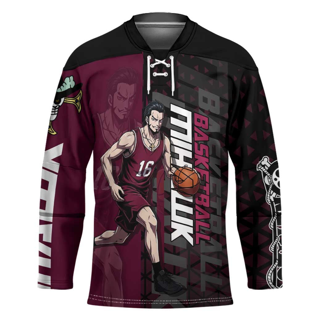 Mihawk One Piece Basketball Hockey Jersey Aggressive Pose - The Mazicc