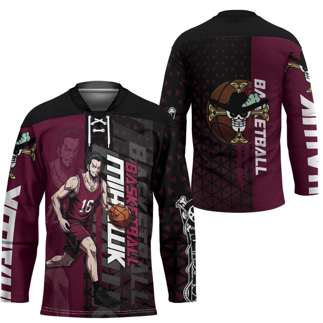 Mihawk One Piece Basketball Hockey Jersey Aggressive Pose - The Mazicc