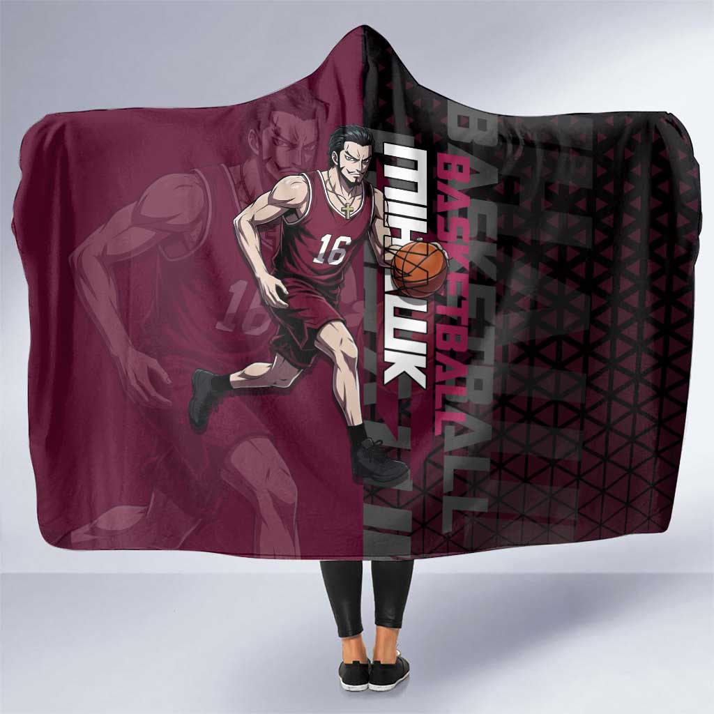 Mihawk One Piece Basketball Hooded Blanket Aggressive Pose - The Mazicc