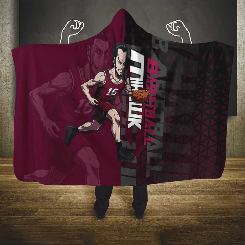 Mihawk One Piece Basketball Hooded Blanket Aggressive Pose - The Mazicc