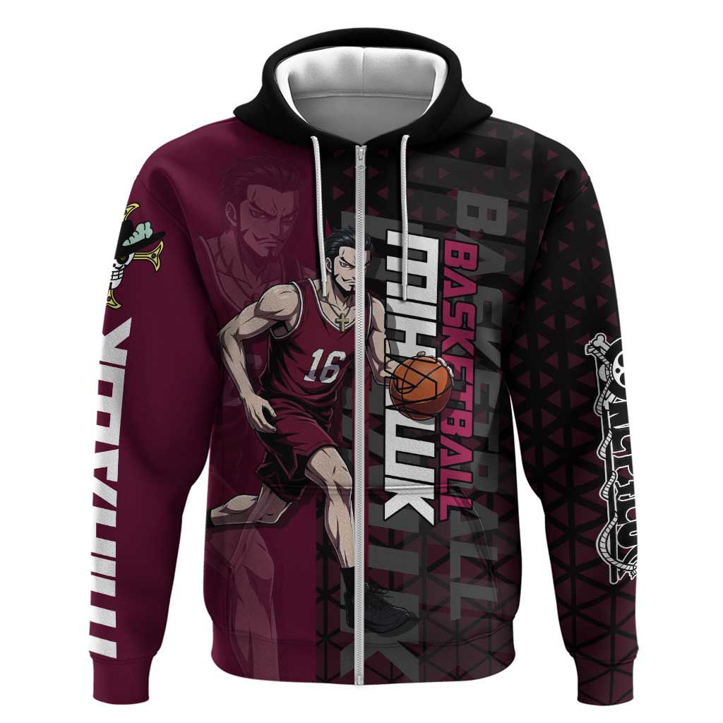 Mihawk One Piece Basketball Hoodie Aggressive Pose - The Mazicc