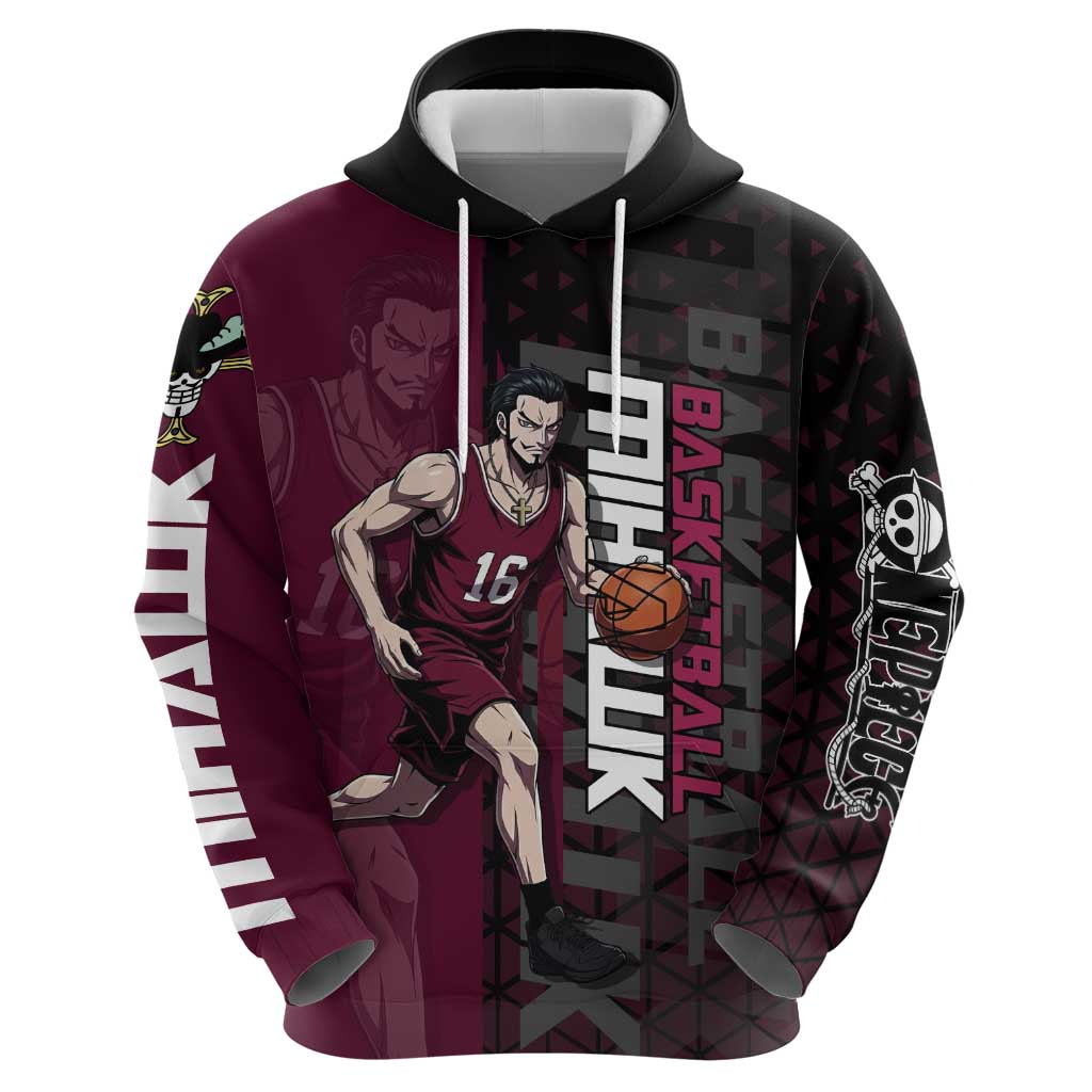 Mihawk One Piece Basketball Hoodie Aggressive Pose - The Mazicc