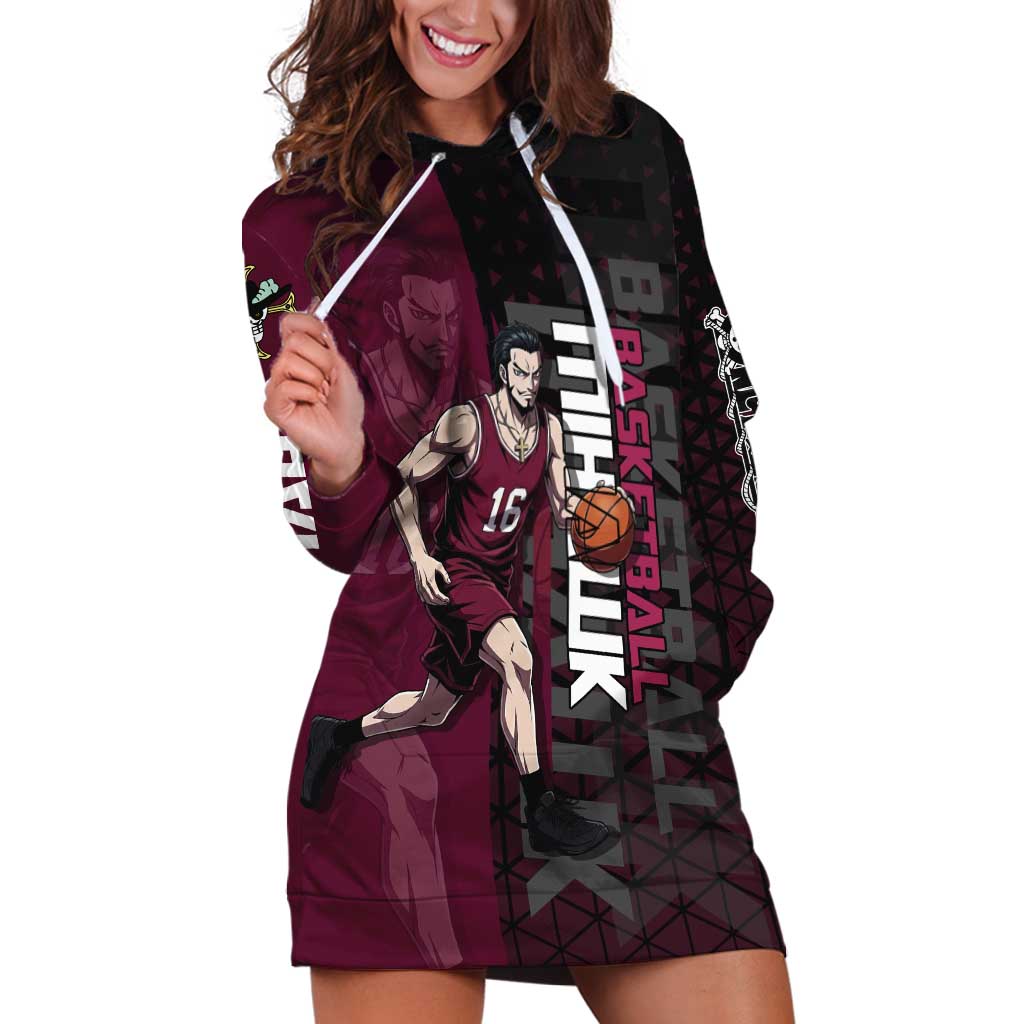 Mihawk One Piece Basketball Hoodie Dress Aggressive Pose - The Mazicc