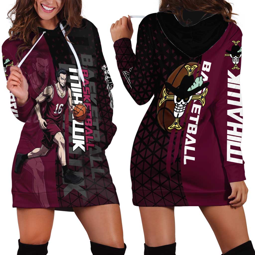 Mihawk One Piece Basketball Hoodie Dress Aggressive Pose - The Mazicc