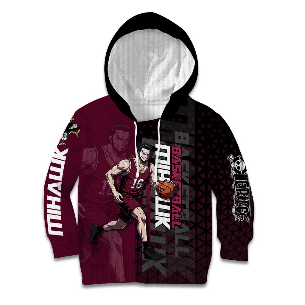 Mihawk One Piece Basketball Kid Hoodie Aggressive Pose - The Mazicc