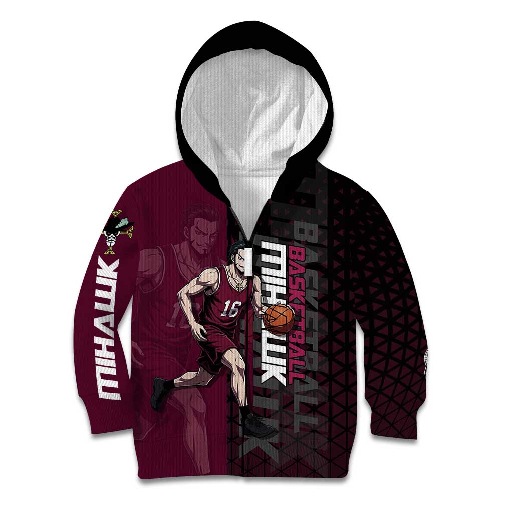 Mihawk One Piece Basketball Kid Hoodie Aggressive Pose - The Mazicc