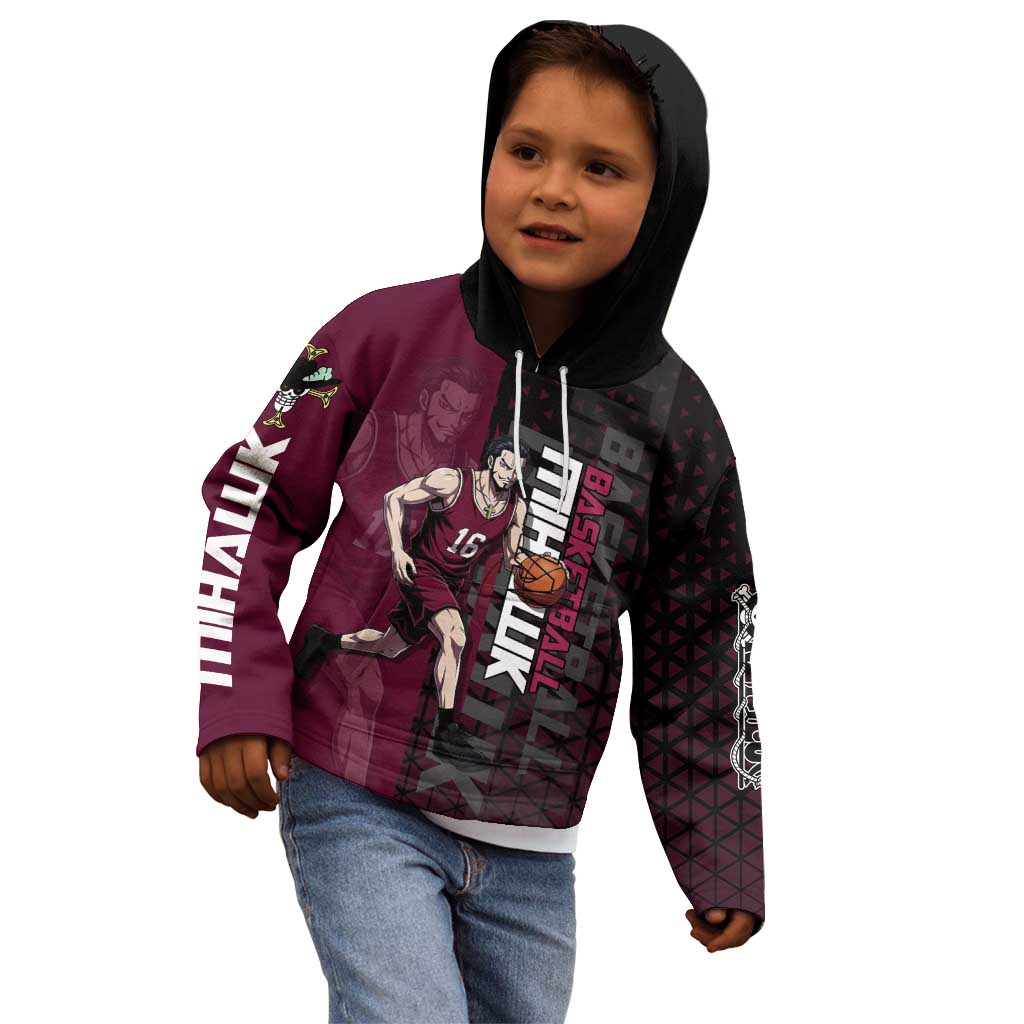 Mihawk One Piece Basketball Kid Hoodie Aggressive Pose - The Mazicc