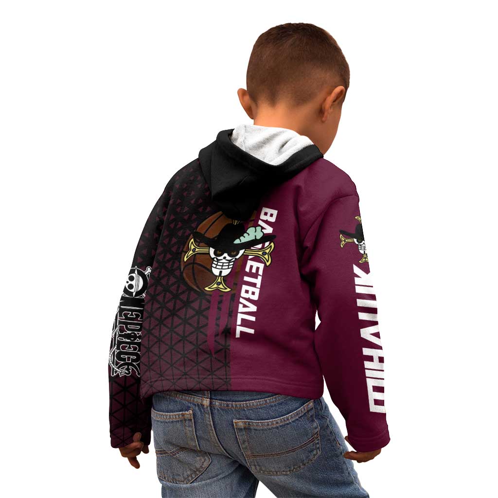 Mihawk One Piece Basketball Kid Hoodie Aggressive Pose - The Mazicc