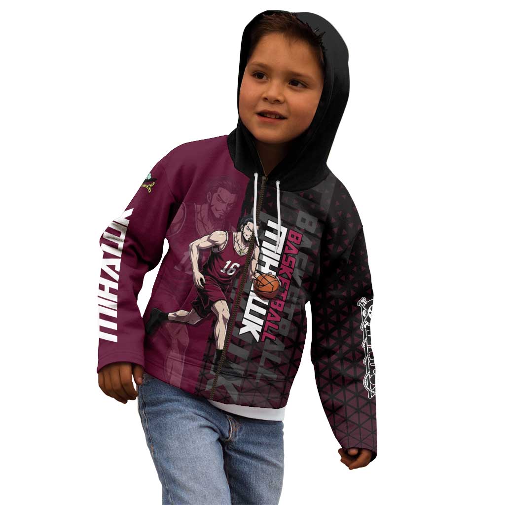 Mihawk One Piece Basketball Kid Hoodie Aggressive Pose - The Mazicc