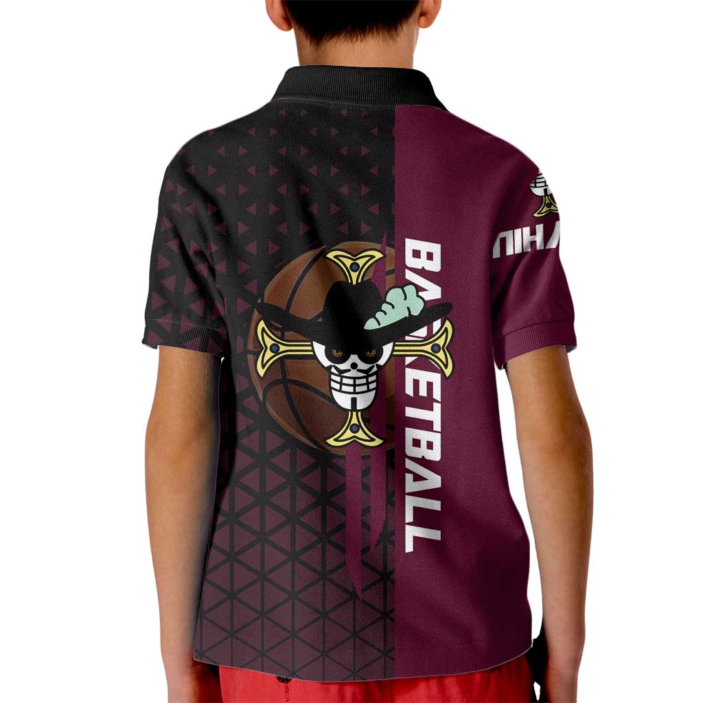 Mihawk One Piece Basketball Kid Polo Shirt Aggressive Pose - The Mazicc