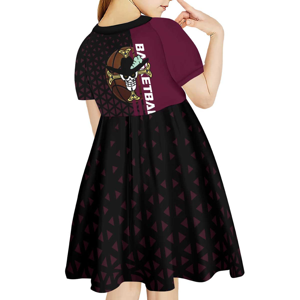 Mihawk One Piece Basketball Kid Short Sleeve Dress Aggressive Pose - The Mazicc