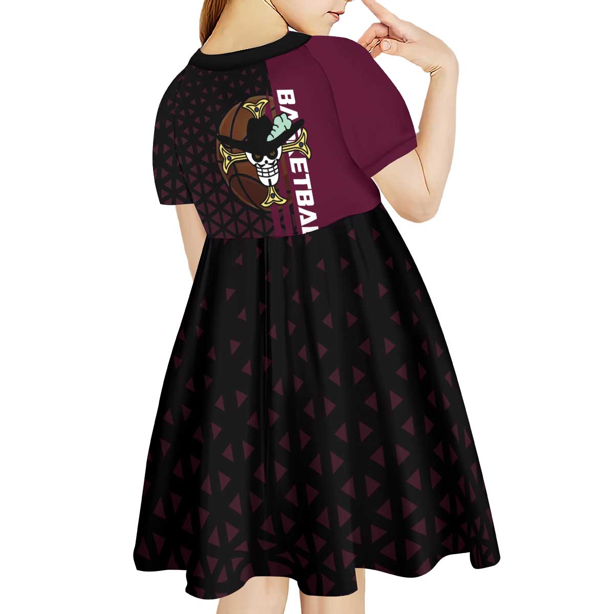 Mihawk One Piece Basketball Kid Short Sleeve Dress Aggressive Pose - The Mazicc
