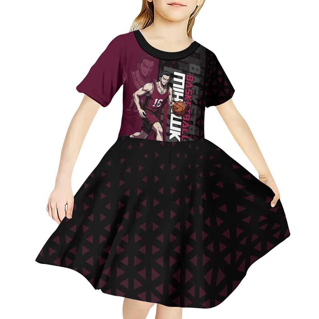 Mihawk One Piece Basketball Kid Short Sleeve Dress Aggressive Pose - The Mazicc