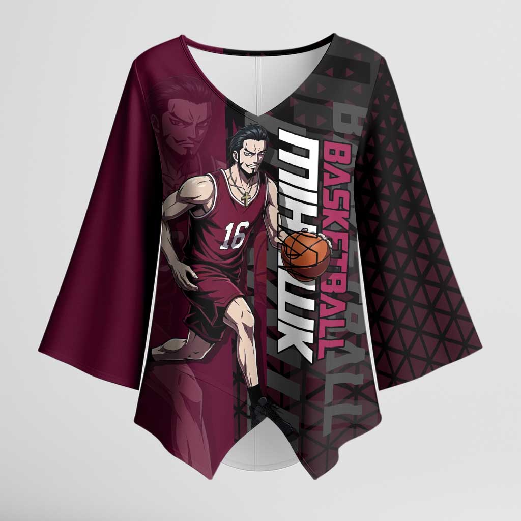 Mihawk One Piece Basketball Kimono Sleeve Blouse Aggressive Pose - The Mazicc