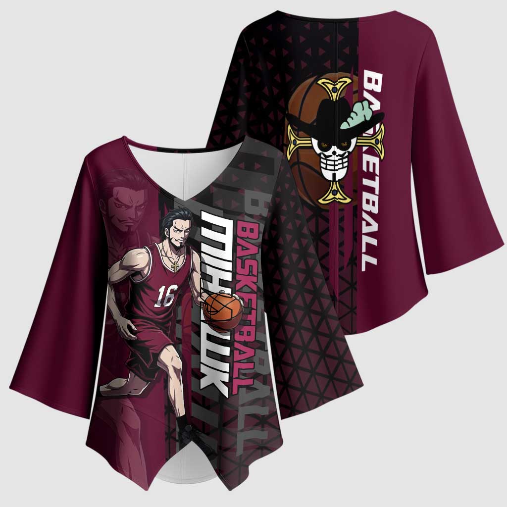 Mihawk One Piece Basketball Kimono Sleeve Blouse Aggressive Pose - The Mazicc