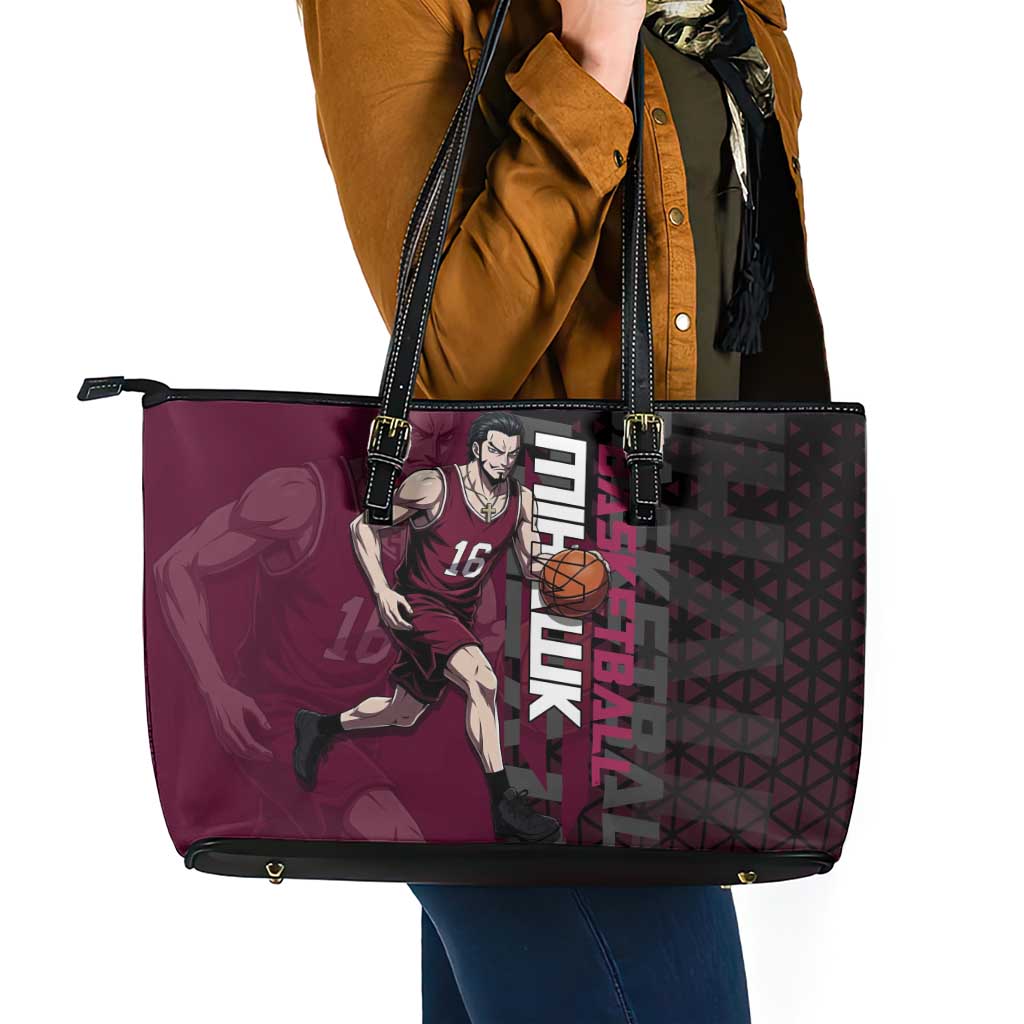 Mihawk One Piece Basketball Leather Tote Bag Aggressive Pose - The Mazicc