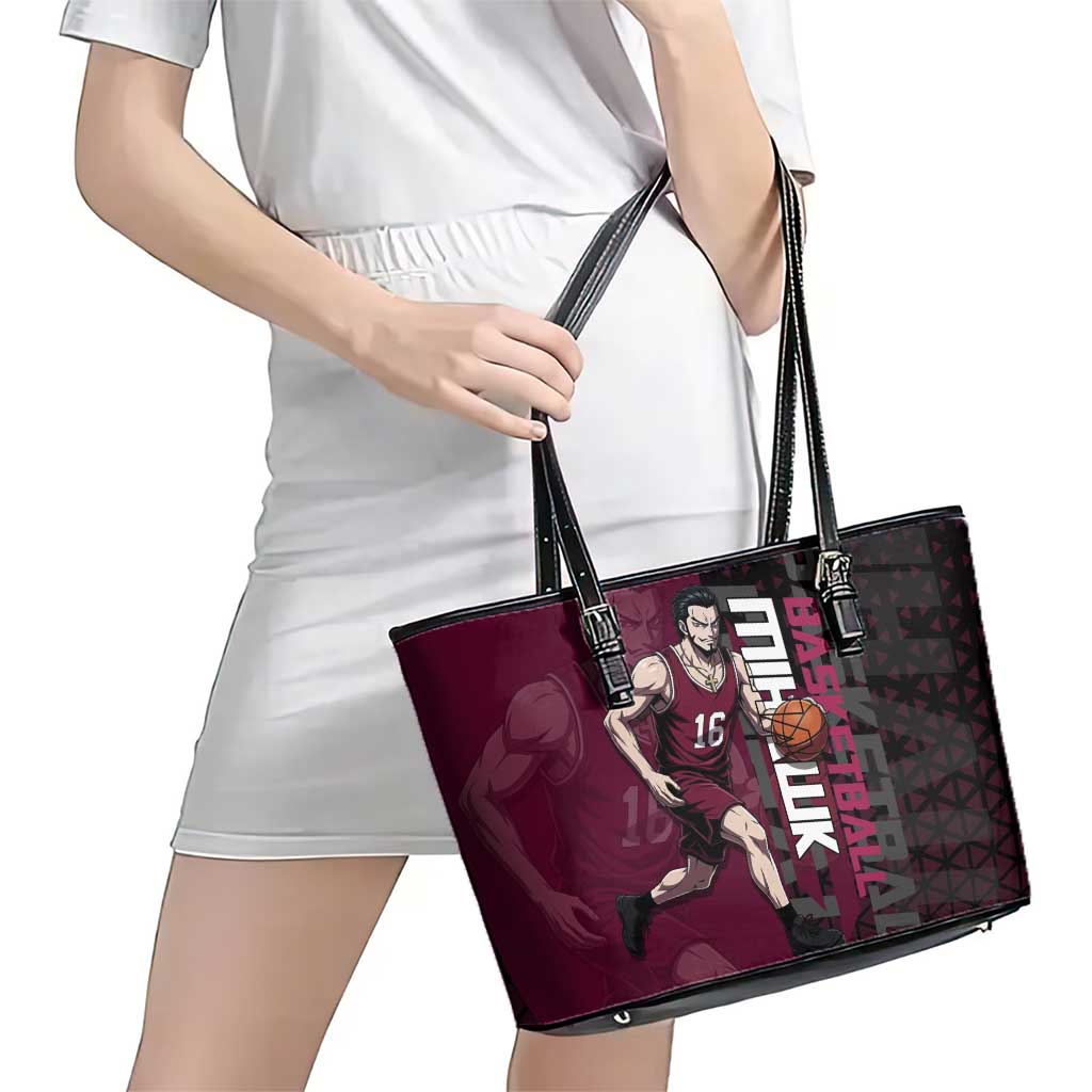 Mihawk One Piece Basketball Leather Tote Bag Aggressive Pose - The Mazicc