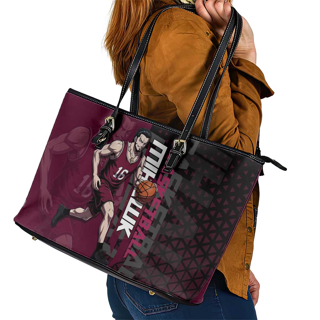 Mihawk One Piece Basketball Leather Tote Bag Aggressive Pose - The Mazicc