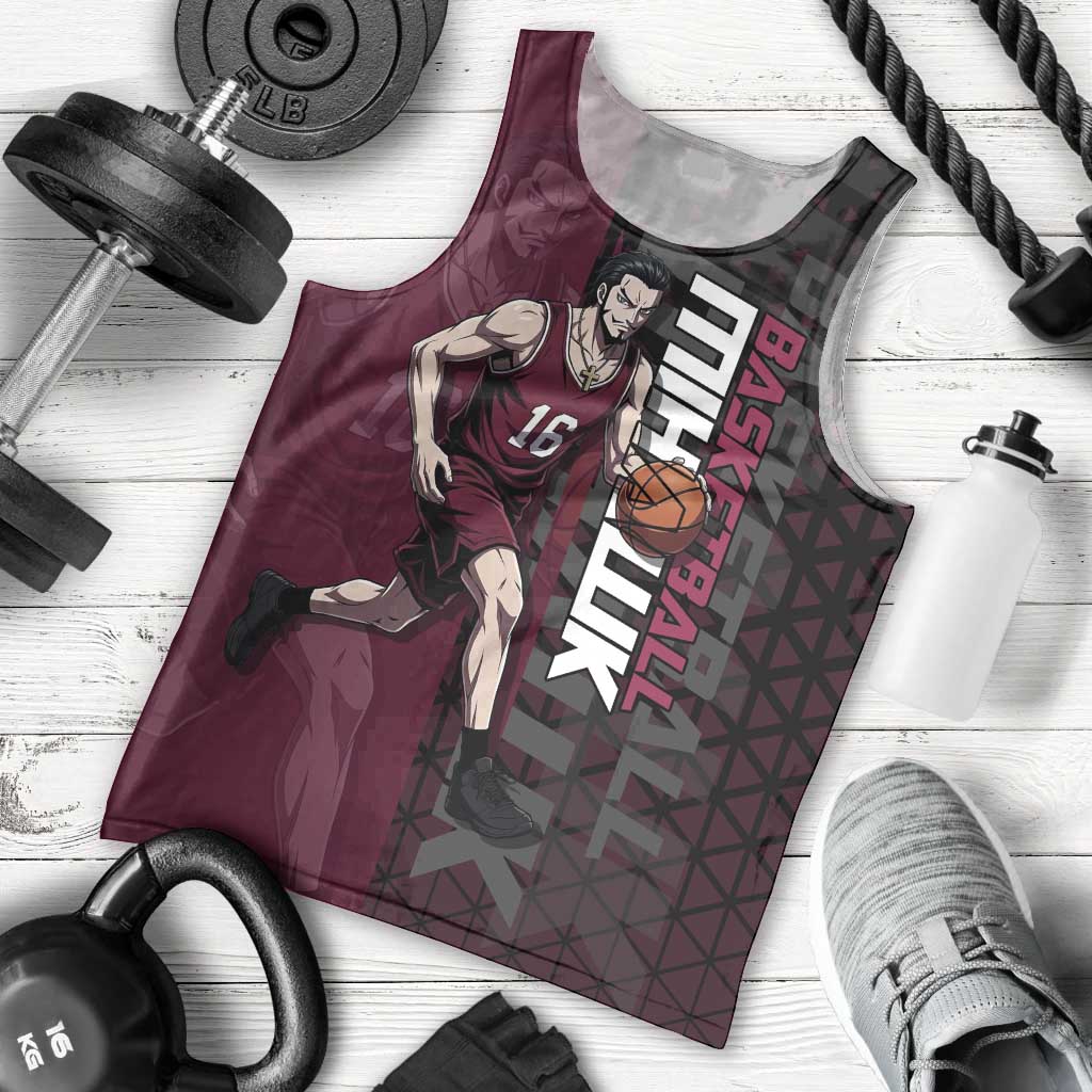 Mihawk One Piece Basketball Men Tank Top Aggressive Pose - The Mazicc