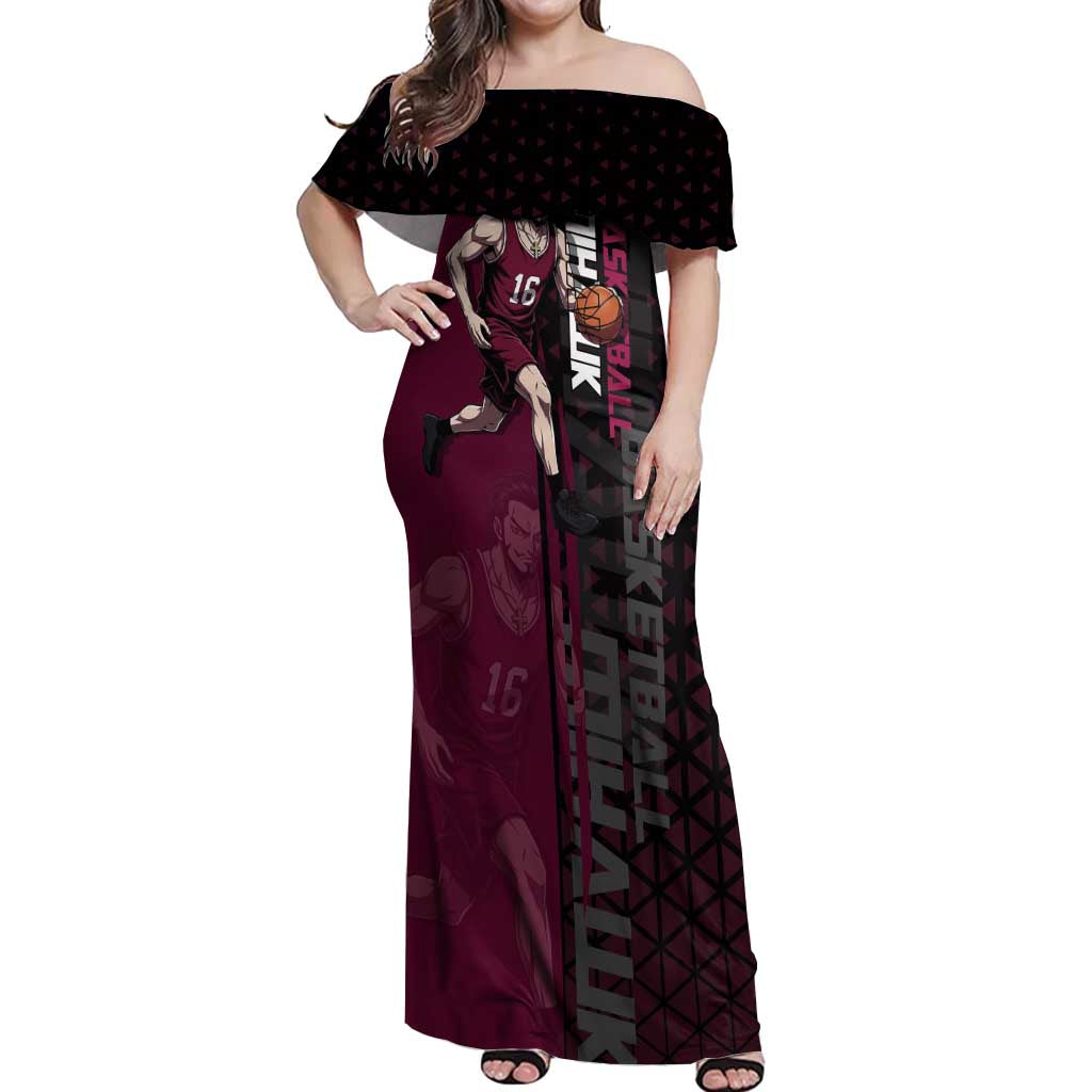 Mihawk One Piece Basketball Off Shoulder Maxi Dress Aggressive Pose - The Mazicc