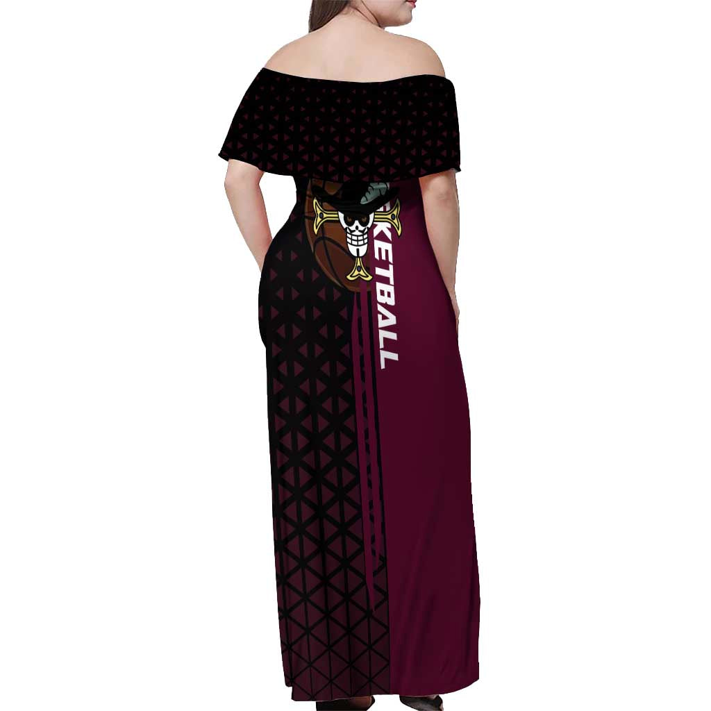 Mihawk One Piece Basketball Off Shoulder Maxi Dress Aggressive Pose - The Mazicc