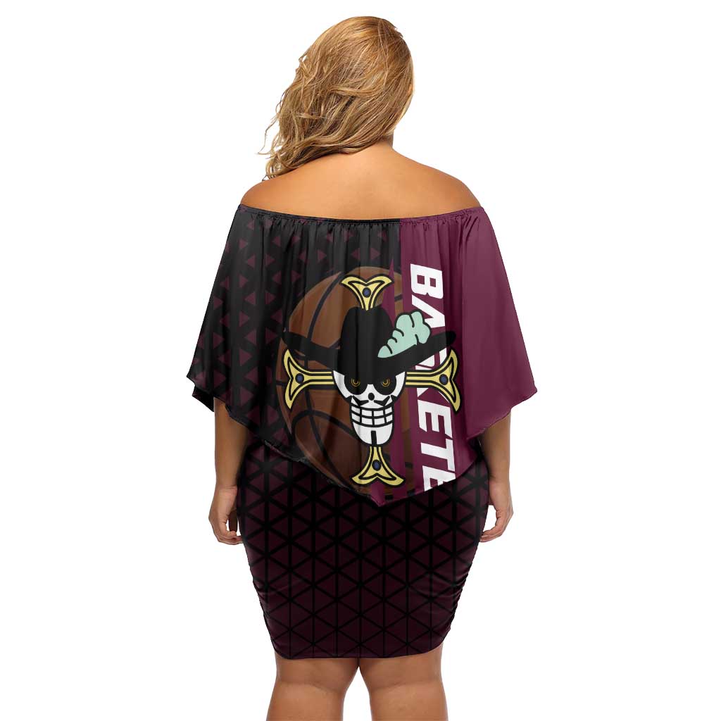 Mihawk One Piece Basketball Off Shoulder Short Dress Aggressive Pose - The Mazicc