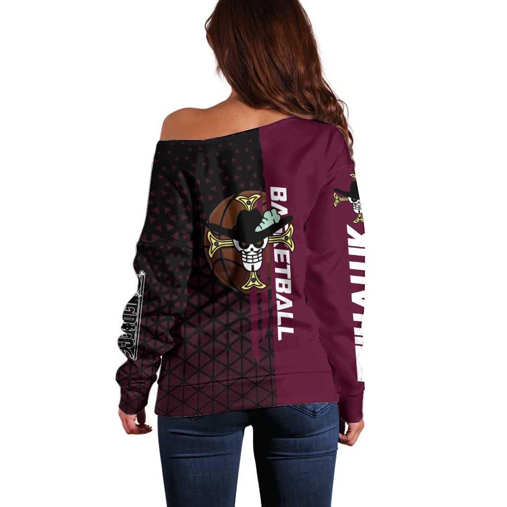 Mihawk One Piece Basketball Off Shoulder Sweater Aggressive Pose - The Mazicc
