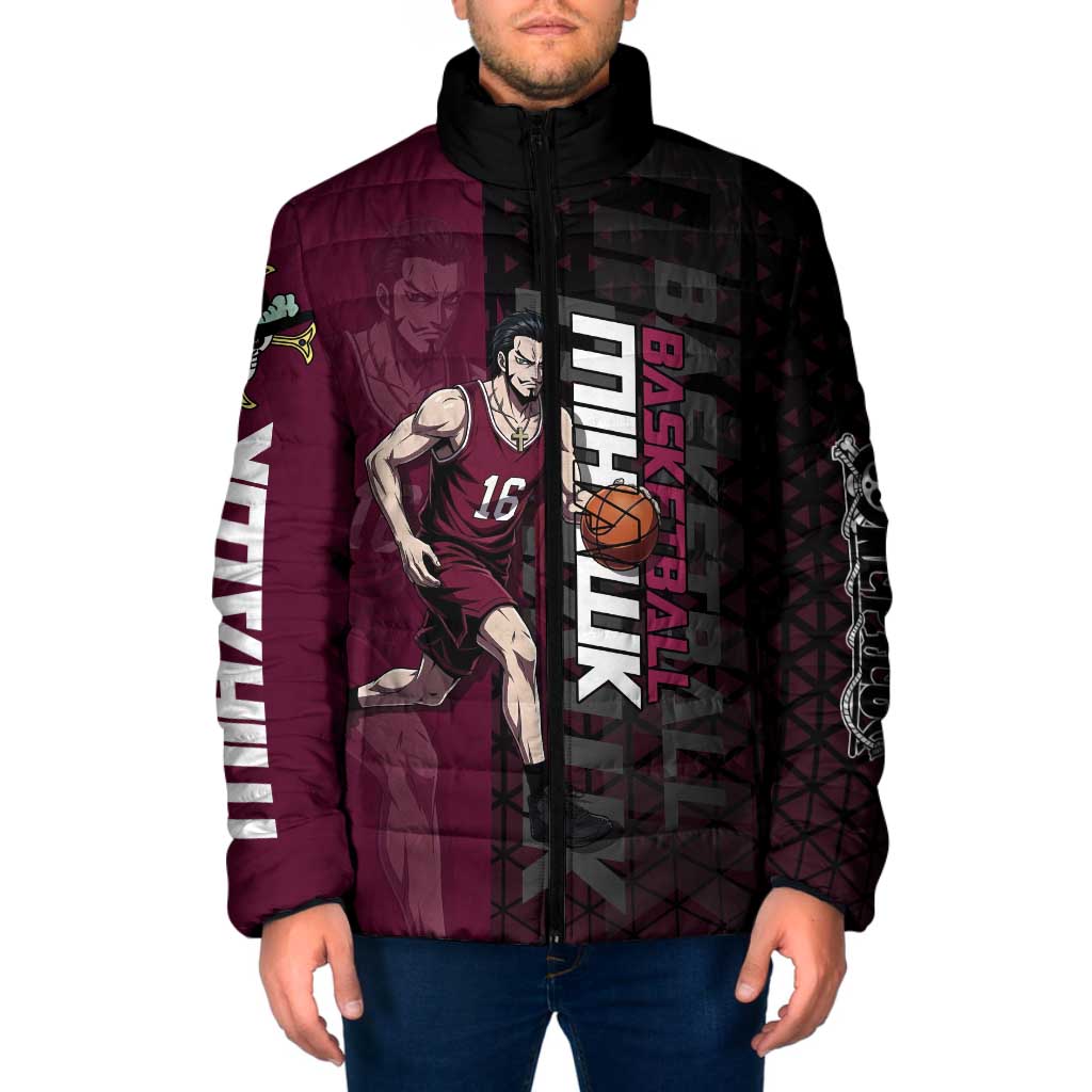 Mihawk One Piece Basketball Padded Jacket Aggressive Pose - The Mazicc