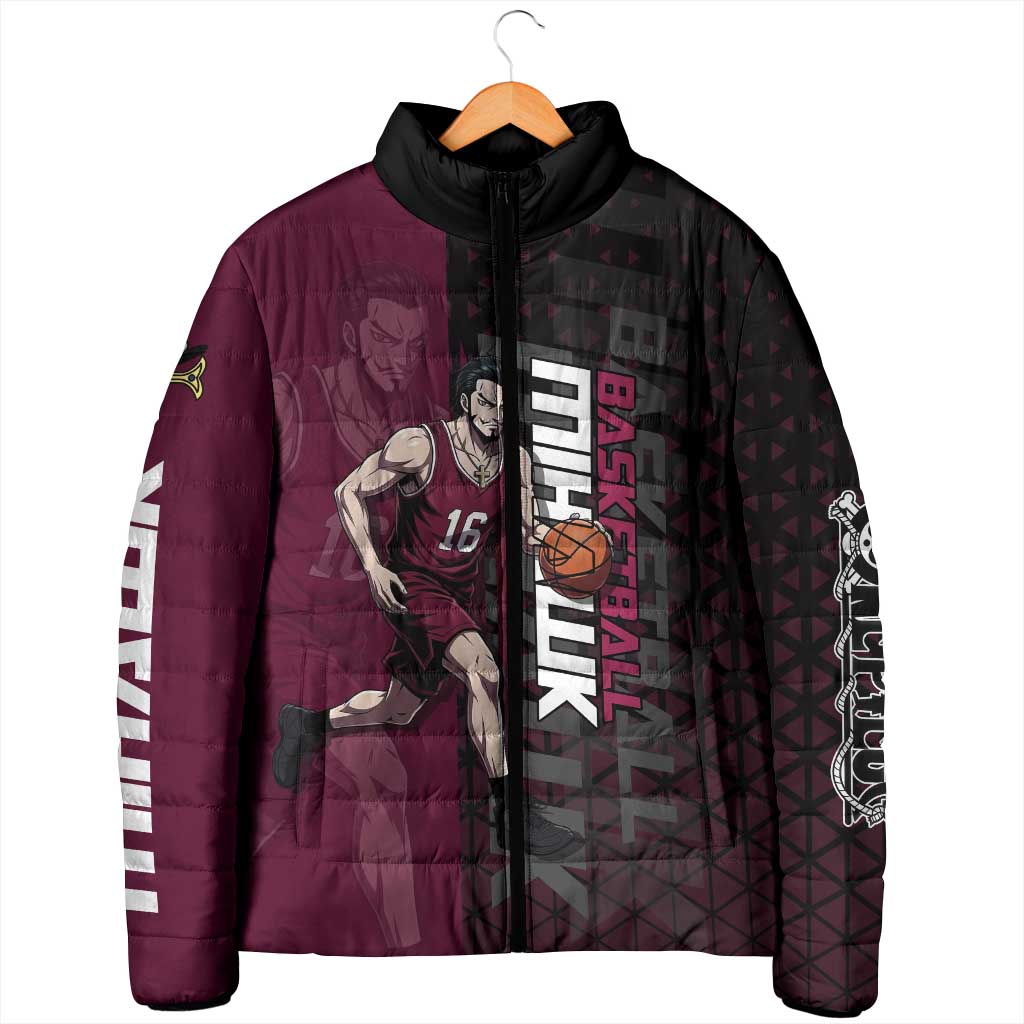 Mihawk One Piece Basketball Padded Jacket Aggressive Pose - The Mazicc