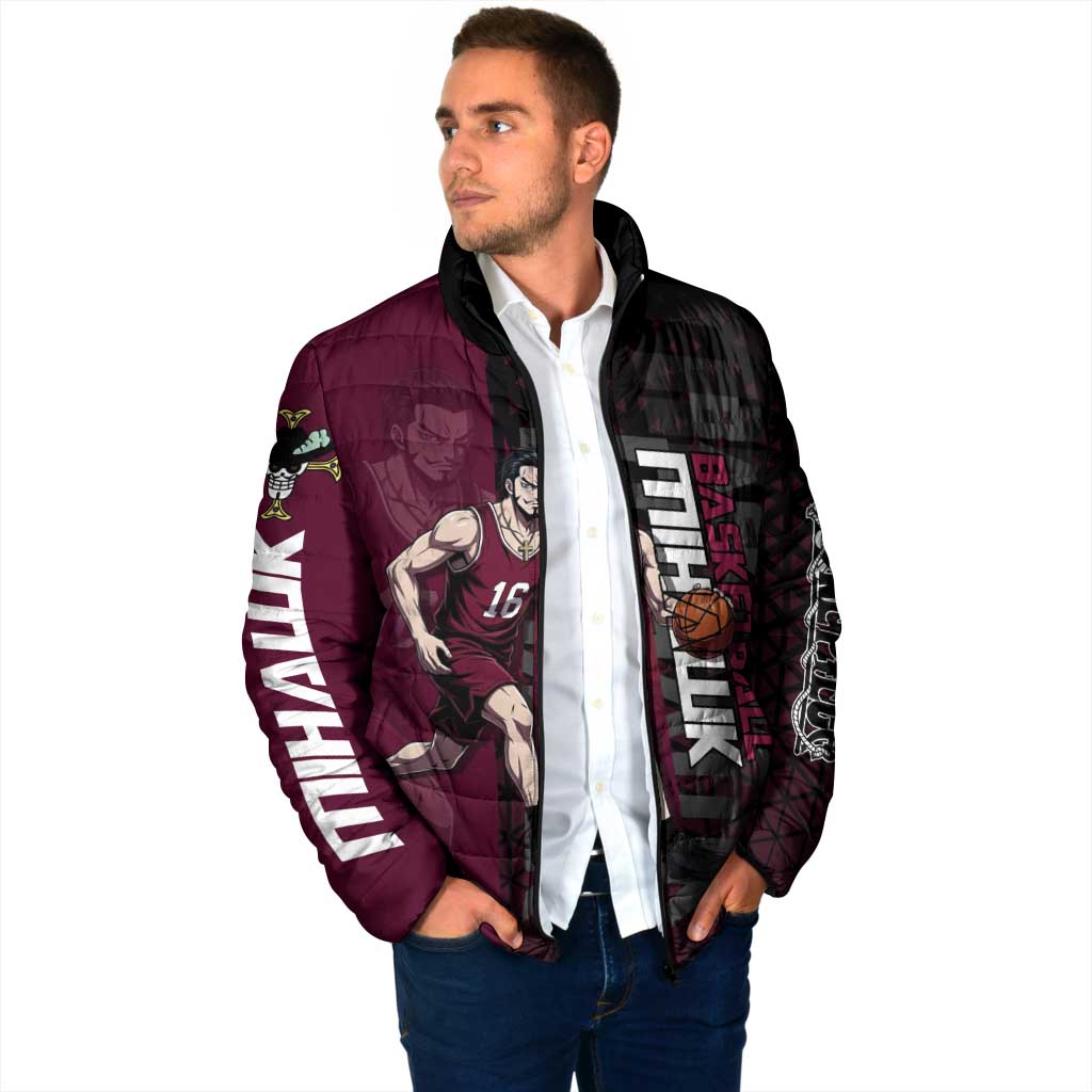 Mihawk One Piece Basketball Padded Jacket Aggressive Pose - The Mazicc