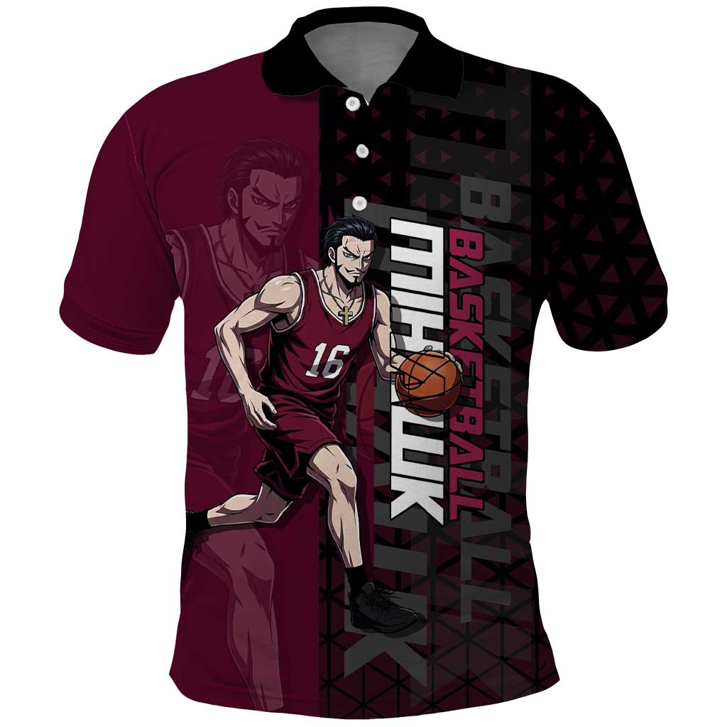 Mihawk One Piece Basketball Polo Shirt Aggressive Pose - The Mazicc