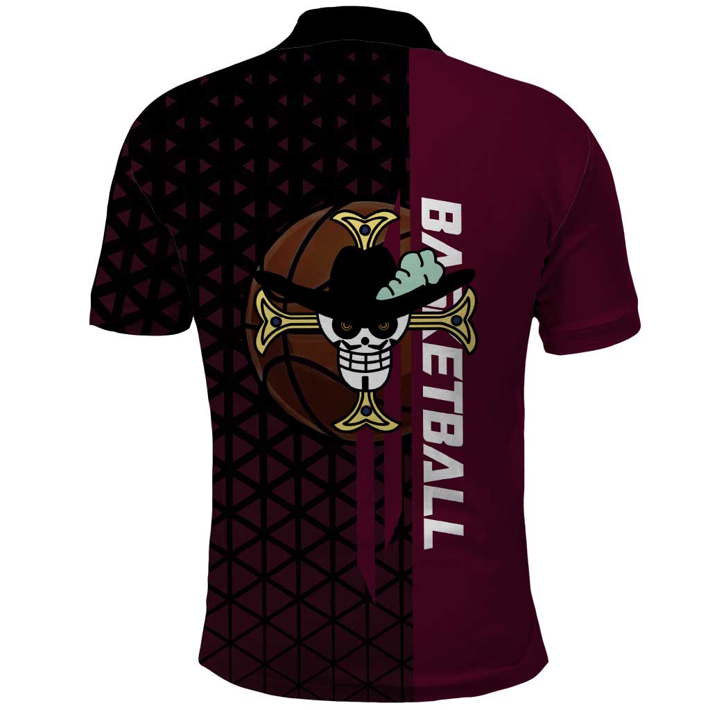 Mihawk One Piece Basketball Polo Shirt Aggressive Pose - The Mazicc