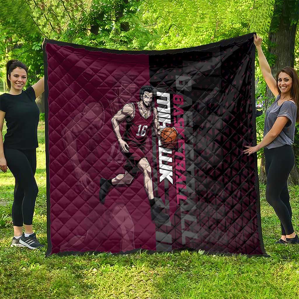 Mihawk One Piece Basketball Quilt Aggressive Pose - The Mazicc