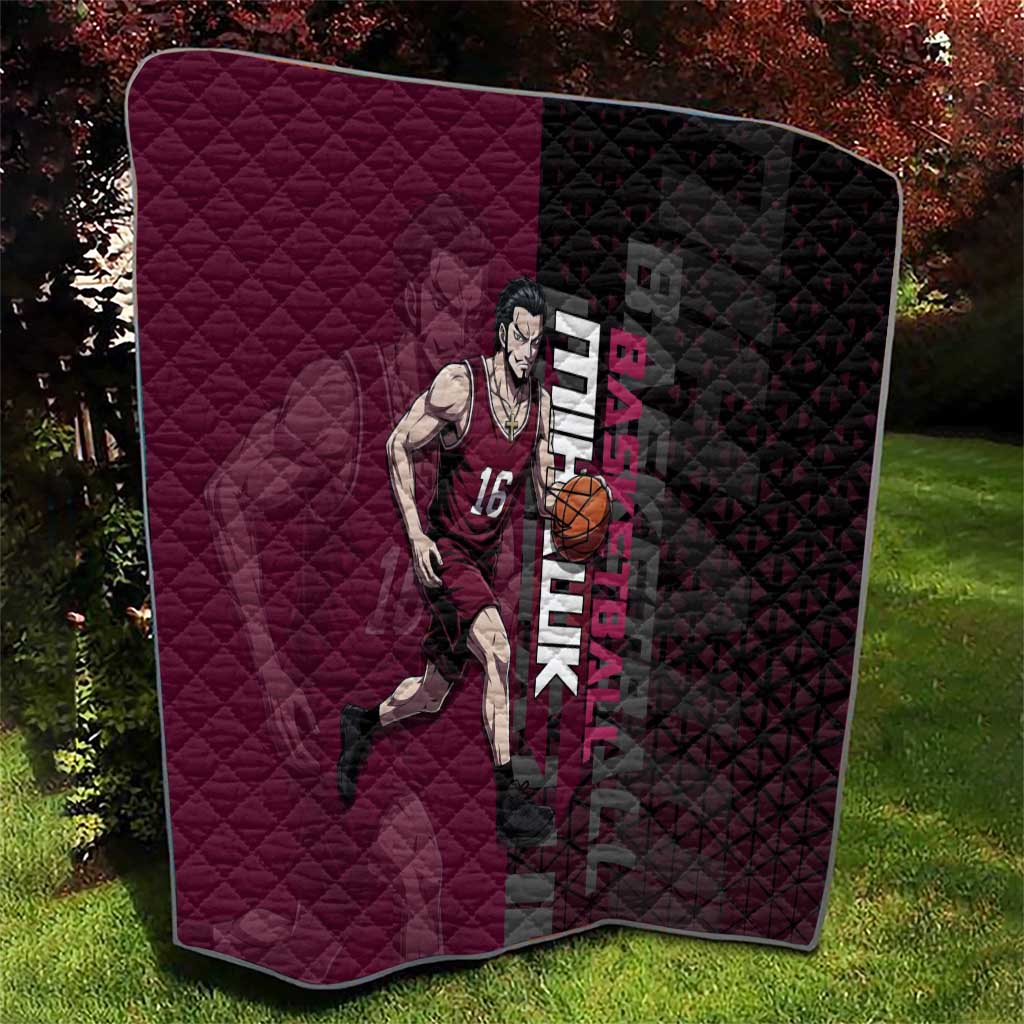 Mihawk One Piece Basketball Quilt Aggressive Pose - The Mazicc