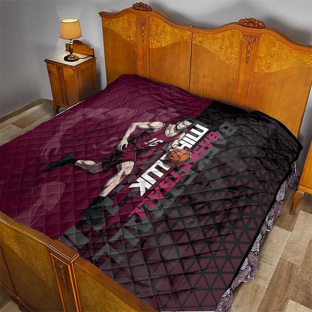 Mihawk One Piece Basketball Quilt Aggressive Pose - The Mazicc