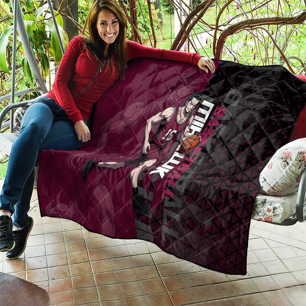 Mihawk One Piece Basketball Quilt Aggressive Pose - The Mazicc