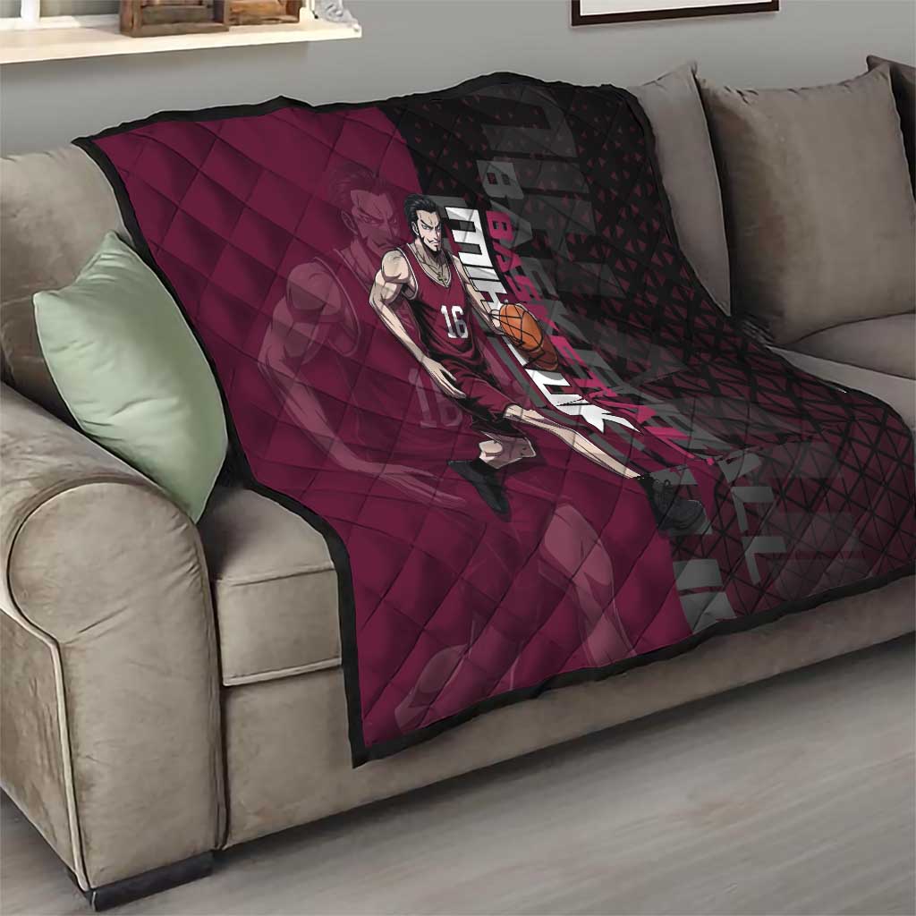 Mihawk One Piece Basketball Quilt Aggressive Pose - The Mazicc